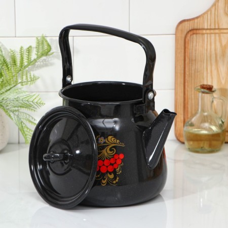 The teapot "Ryabinushka", a black hazel grouse, with a loop, 3.5 liters-1