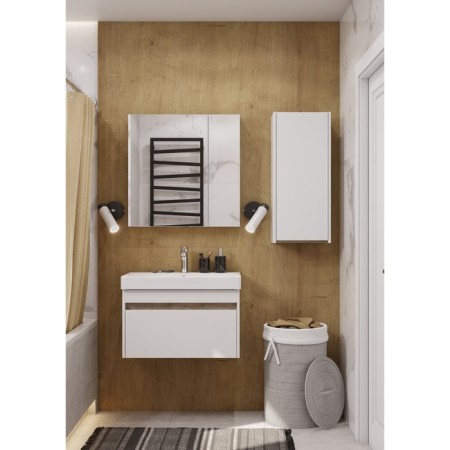 Tumba under the Aquaton sink Marty, 70 cm, white color, oak endgrain-6