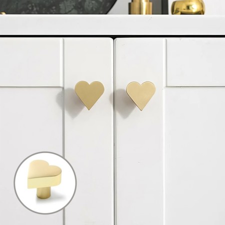 Furniture button “Heart” handle, satin gold color