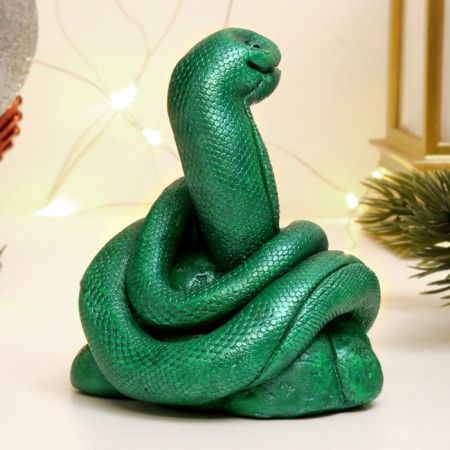Figure "Snake of Zen" Green metallic, 10x10x10cm-2