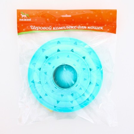 Game complex "Piggon" for cats with 3 balls, 24.5 x 24.5 x 13 cm, blue-4