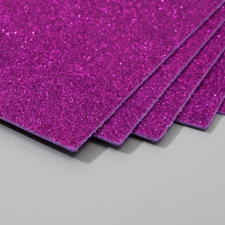 A set of glitter foamiran (5 sheets) 2 mm, 20x30 cm, purple-1