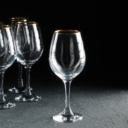Amber glass glasses set, 6 pcs, 295 ml, gold laying-1