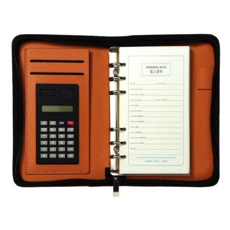 Organizer on the rings A6, 96 sheets in a ruler, on a zipper from 3 sides, leatherette, mix-4