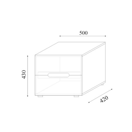 Cleat cabinet with Chloe boxes, 500x430x420, white gloss MDF/ white chipper-2