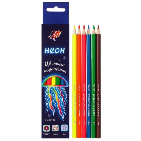 Pencils of colored 6 colors "Fantasy. Neon", hexagonal