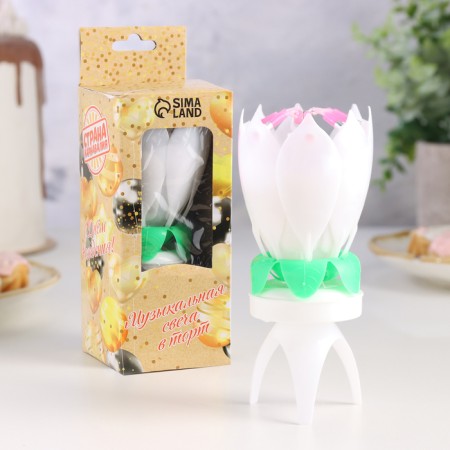 Candle for the cake musical "Tulip", spinning, white, 14.5 × 6 cm-3