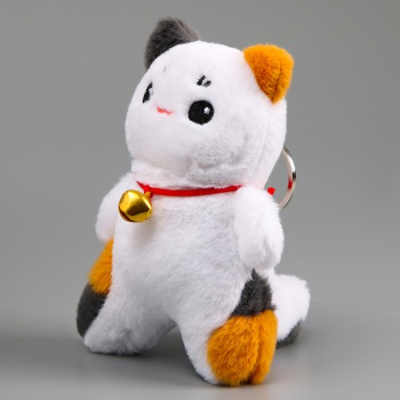 Soft toy "cat" on a key fob, 14 cm, white color