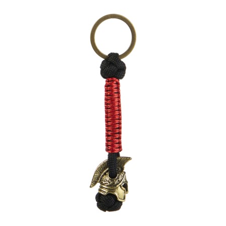 A keychain - a launcher for a spartan knife from a paracord, black -red, bead - bronze-2