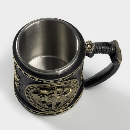 Stainless steel mug "Hate", 400 ml, silver color-3