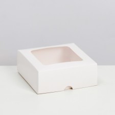 The box is folding, the lid is, with the window, white, 13 x 13 x 5 cm