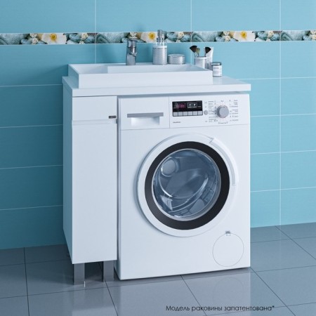 The cabin under the santa “Mars 19” shell over the washing machine, the floor, white