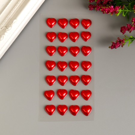 Decorative stickers "Pearls" red, 12 mm, 28 pcs