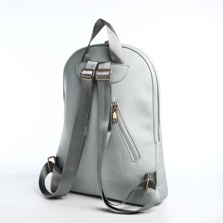 Women's backpack made of artificial leather with lightning, 2 pockets, color light blue-2