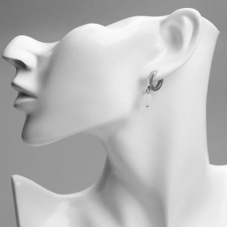 Earrings Metal Xuping bead on a ring, silver color-2