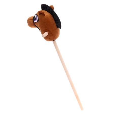 Soft toy "horse-horseman" on a stick, brown color-2