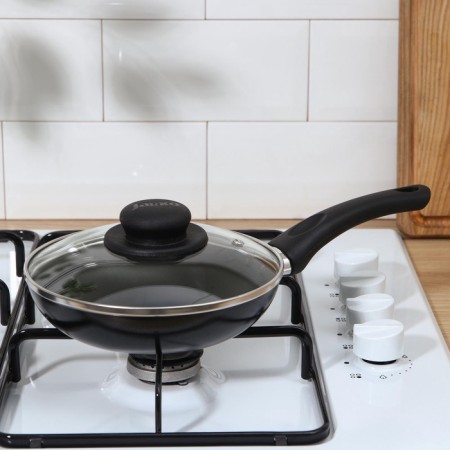 LITE pan, D = 18 cm, plastic handle, glass cover, anti -stick coating, black color-6