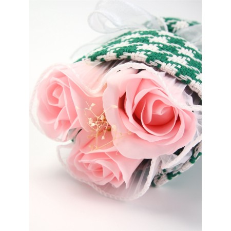 Bouquet of three pink soap roses-5