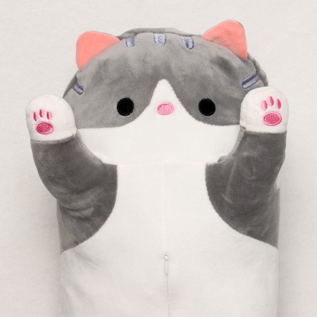 Soft toy "cat" with a blanket, 65 cm, gray color-2