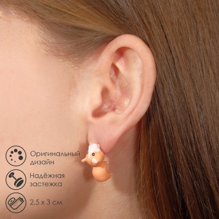 Corgi polymer clay earrings, orange color