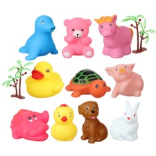 A set of rubber toys for the bathtub “on the island”, with a squeak, 10 pcs, crush me