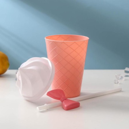 Bow's glass, 500 ml, 16 × 9 × 9 cm, with a lid and a tube, color mix-2