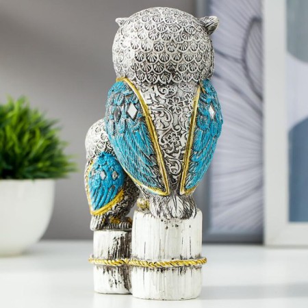 Souvenir Polystone "Gray Eagle with blue wings, with a stump of hemp" 16.8x9.5x5 cm-2