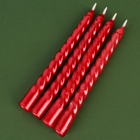 New Year's candles twisted "Happiness in the New Year", without aroma, set 4 pcs, height 15 cm-4