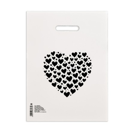 Polyethylene "heart" package white-black 30x40 cm 50 μm-1