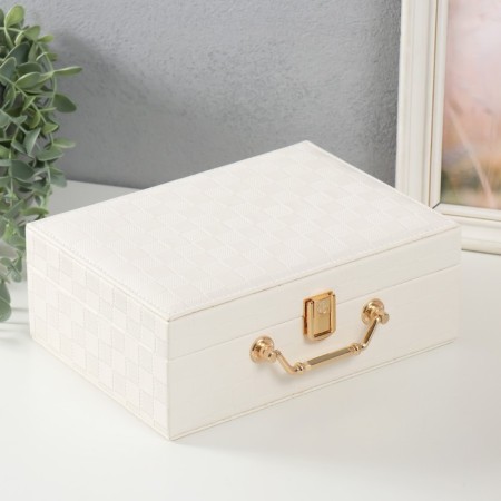 Casket to the leatherette for jewelry "Case. Chess" White 17.5x24x9 cm