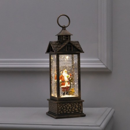 LED figure "Lantern with Santa Claus" 10 × 30 × 10 cm, plastic, AAX3 batteries (not in the kit), USB, glow warm white
