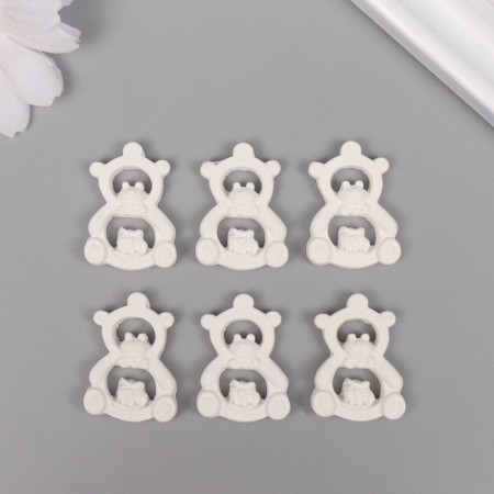 Decor for the creativity of Polystone "Bear-toy" White set 6 pcs 2.2x3 cm-2
