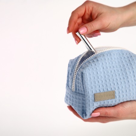 Textura zipper cosmetic bag, blue color-10