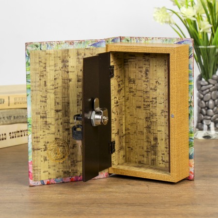 Safe-book wood "Flowers drawn by watercolor" leatherette 21x13x5 cm-2