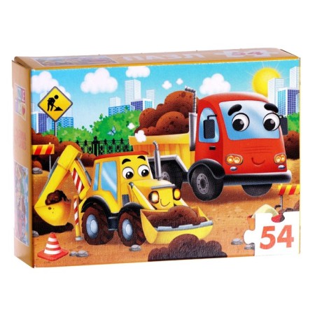 Children's puzzle "Cars at a construction site", 54 elements