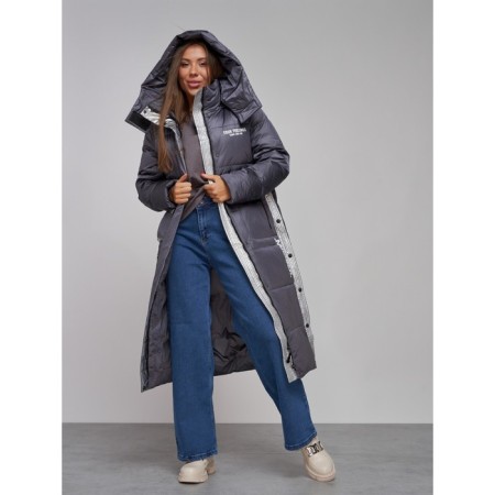 Coat insulated winter female, size 42, dark purple color-18