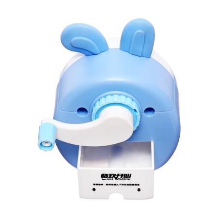 Mechanical sharpener with container, blue/white ears-6