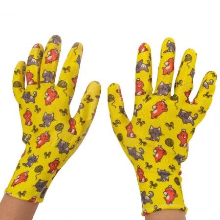 Garden gloves, polyester, with nitrilum coating, size 9, “fluffs”, Garden Show