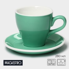 Coffee steam porcelain Magistro Coffee Time, 2 objects: a cup 280 ml, a saucer d = 15.5 cm, the color is turquoise