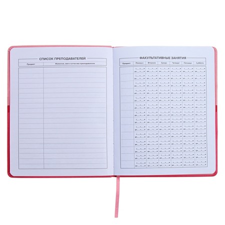 Universal Grade 1-11 Diary, 48 pink sheets, firm artificial leather cover, pancake embossing, liesse-6
