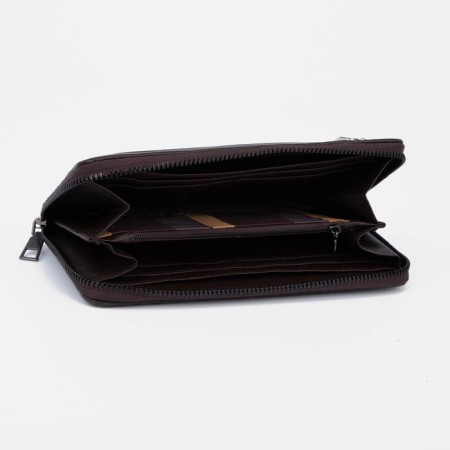 Male purse with lightning, department for bills, for cards, for coins, brown color-2