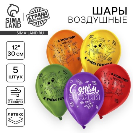 Air ball 12 "" Happy Knowledge Day ", color mix set 5 pcs.