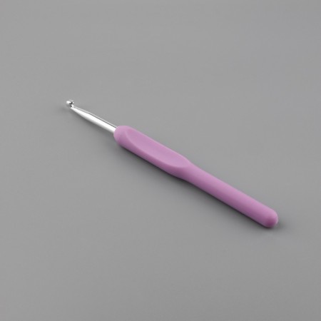 Knitting hook, with a plastic handle, d = 5 mm, 14 cm, lilac color-2