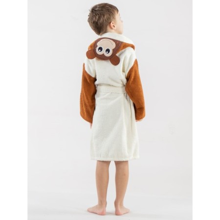 Terry robe for a boy, height 110-116 cm, milk color-1