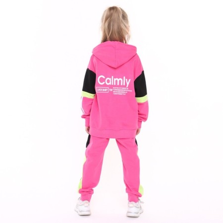 Suit for a girl (sweatshirt/pants), pink color, height 116-122cm-3