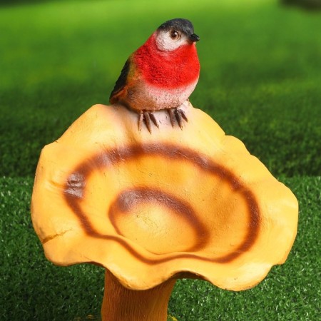 Garden Figure "Mushroom Ginger with a Bird" 20x22x32cm-4