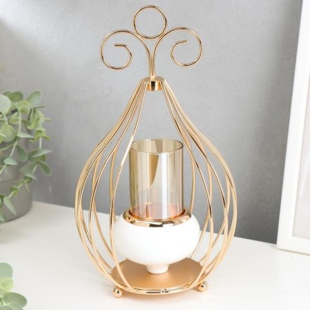 Summary metal per 1 candle "drop" gold and white 26x14.5x9 cm-1