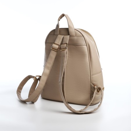 Women's backpack made of artificial leather with lightning, 1 pocket, beige color-2