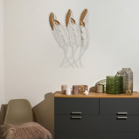 Wall metal decor "Fogger" white with gold 92x60x3 cm-3