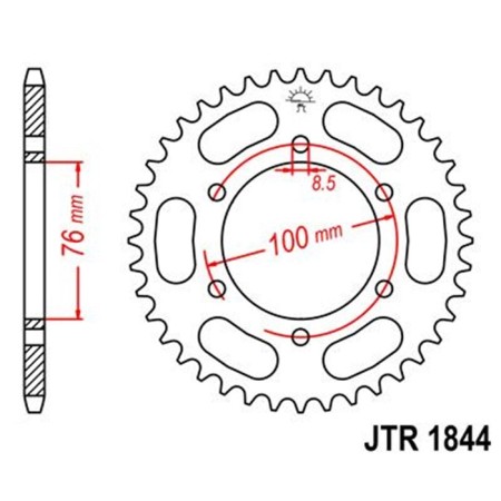 The rear star, driven JTR1844, chain 428, 48 teeth